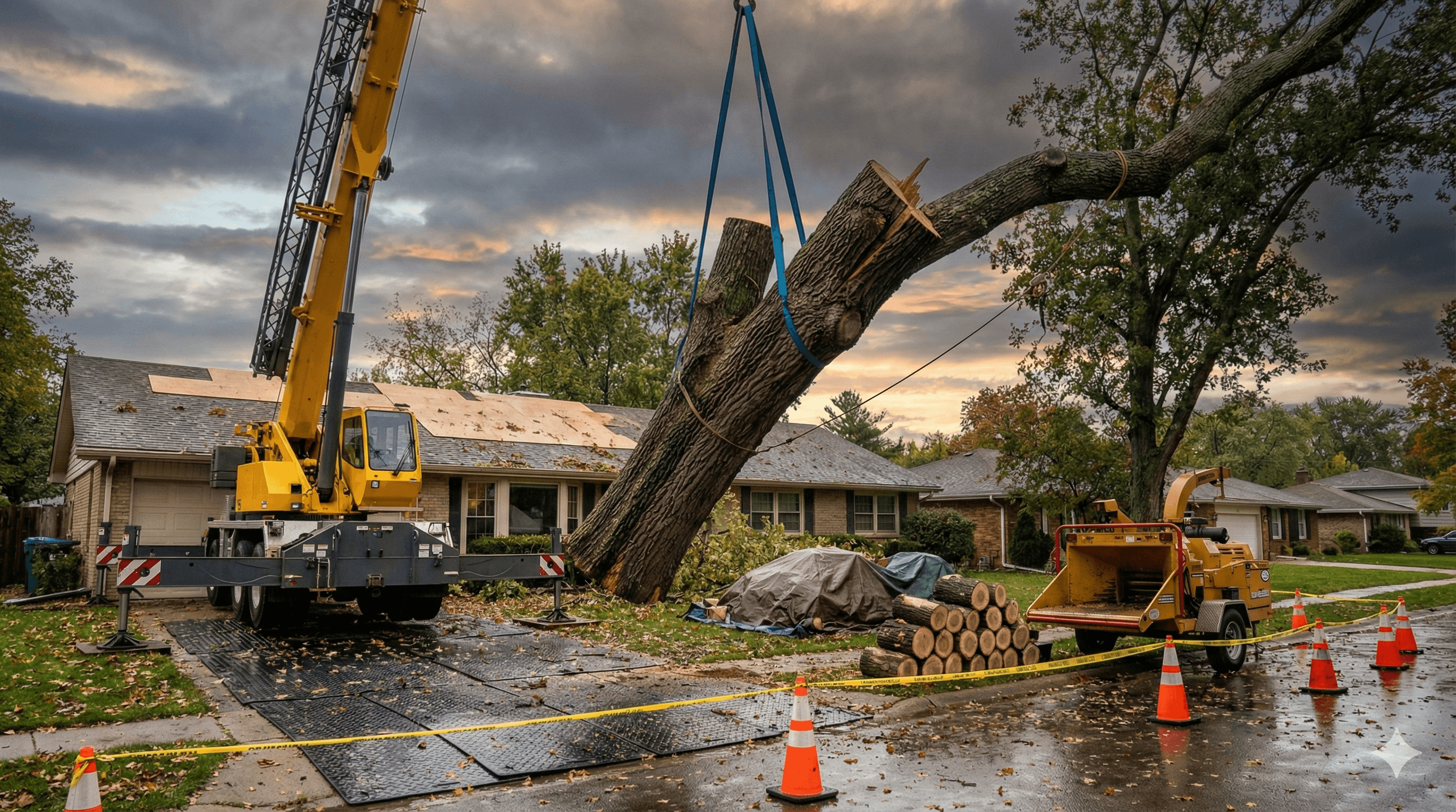 Emergency large tree removal service