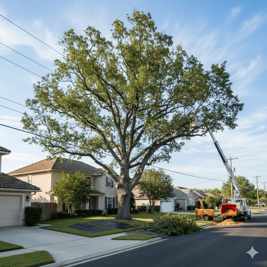 Large tree trimming and structural pruning